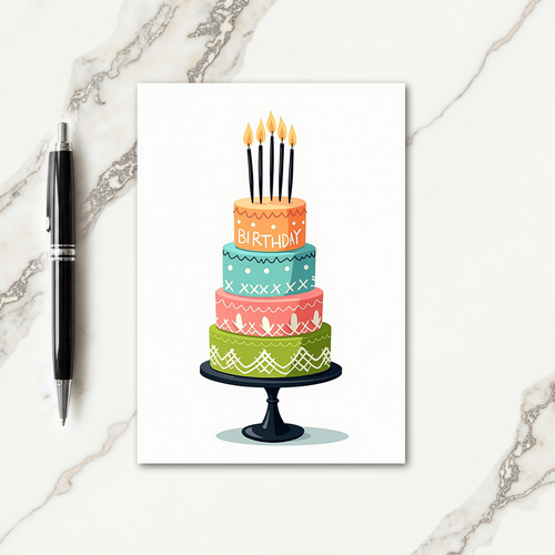 Colorful Cake Birthday Card