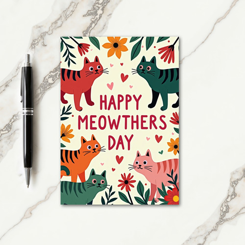 Colorful Cats Mothers Day Card