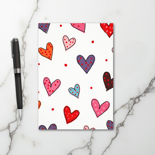 Colorful Dotted Love Hearts Card