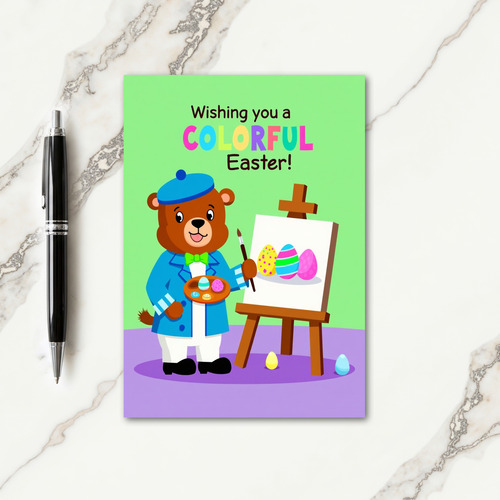 Colorful Easter Bear Art Card