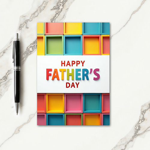 Colorful Fathers Day Block Card