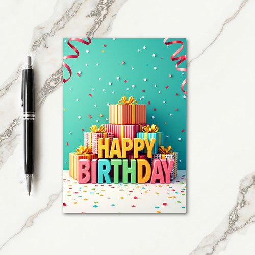 Colorful Gifts Birthday Card