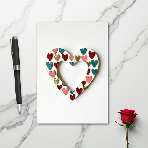Colorful Glitter Heart Card