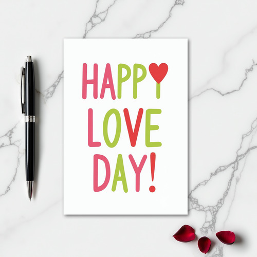 Colorful Happy Love Day Heart Card