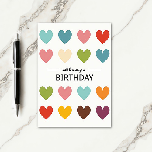 Colorful Heart Grid Card