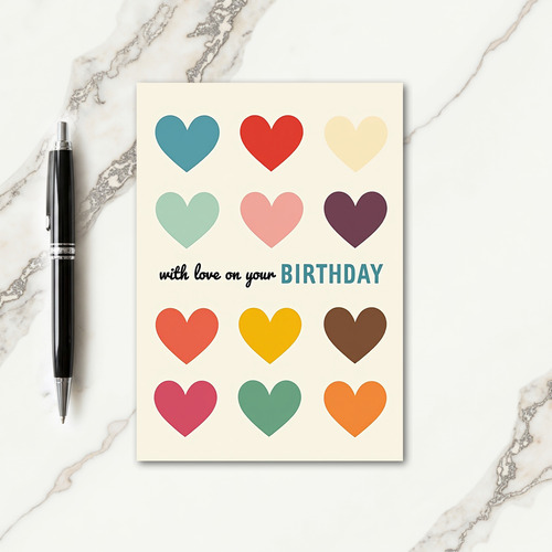 Colorful Hearts Birthday Card