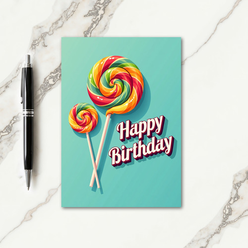 Colorful Lollipop Birthday Card