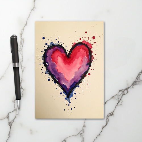 Colorful Paint Splatter Heart Card