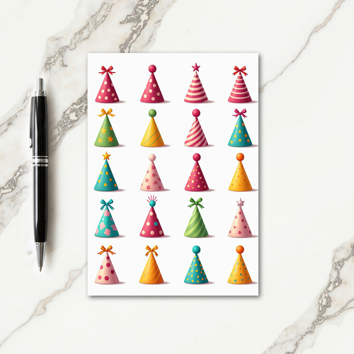 Colorful Party Hat Birthday Card