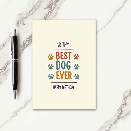 Colorful Paw Print Dog Card