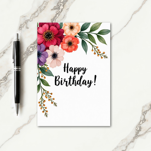 Colorful Petals Birthday Card