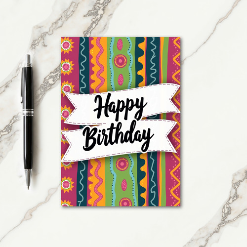 Colorful Ribbon Birthday Card