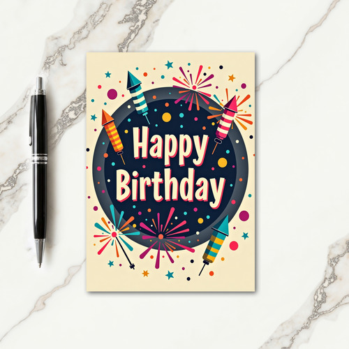 Colorful Rockets Birthday Card