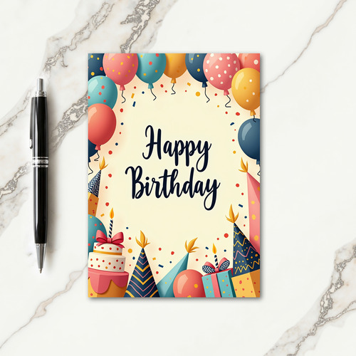 Colorful Script Birthday Card