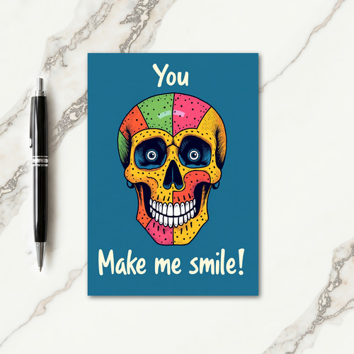 Colorful Skull Birthday Card