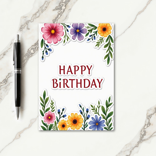 Colorful Sprig Birthday Card