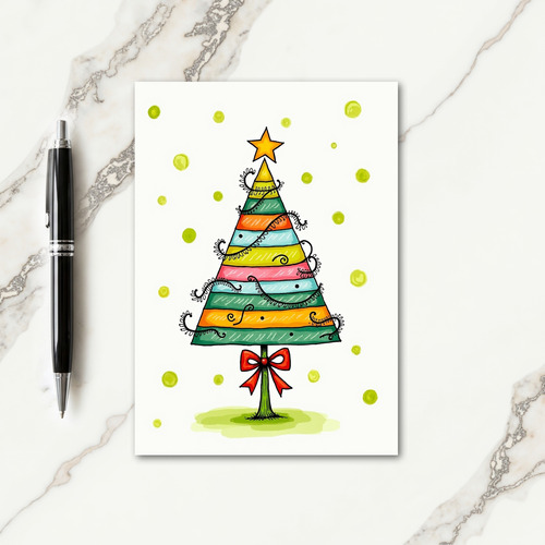 Colorful Striped Tree Card thumbnail