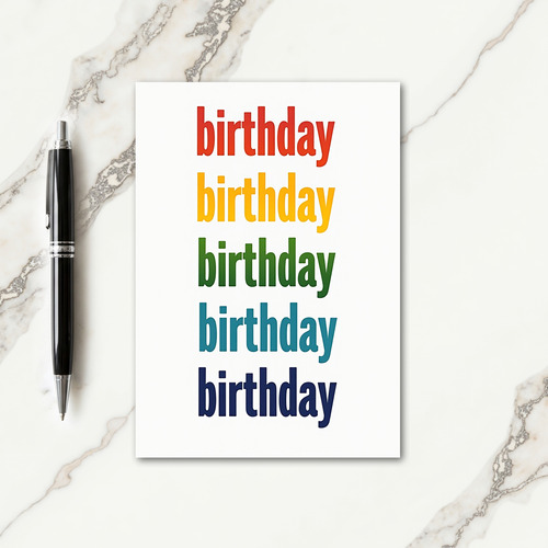 Colorful Text Birthday Card