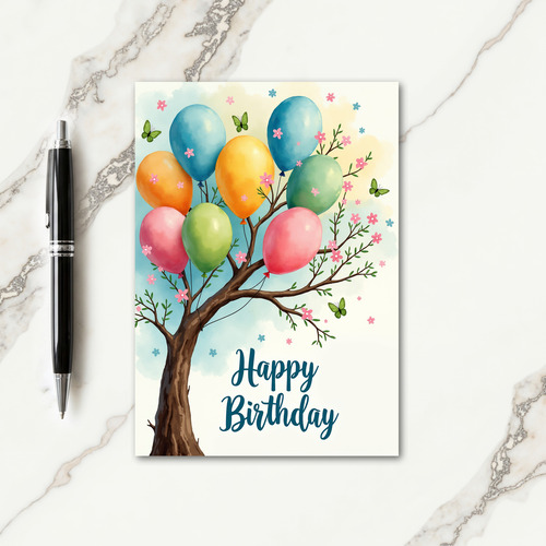 Colorful Tree Birthday Card