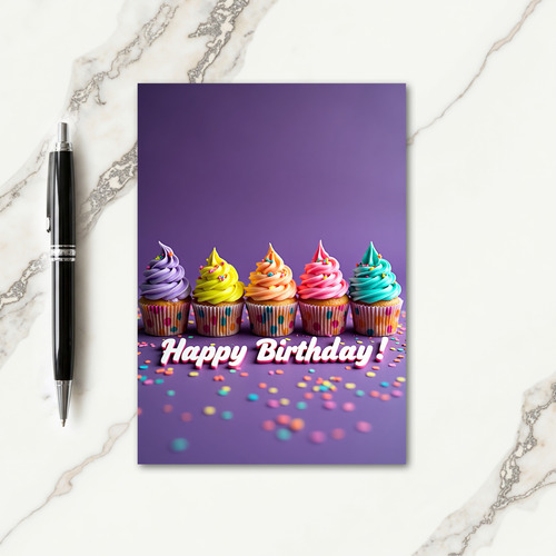 Confetti Purple Birthday Card
