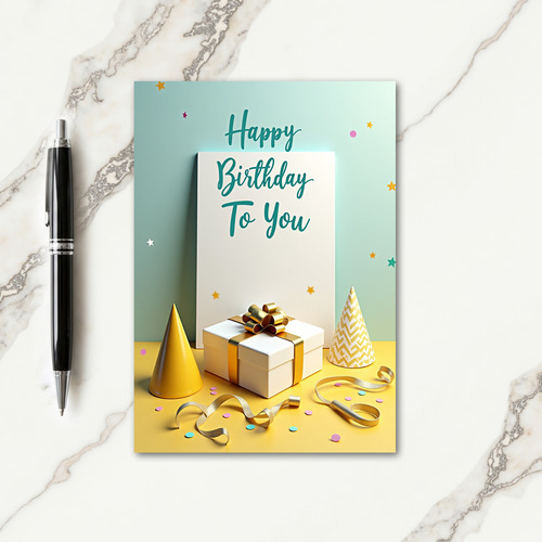 Confetti Teal Birthday Card