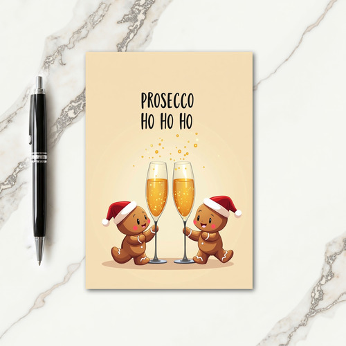 Prosecco Ho Ho Ho Christmas Card