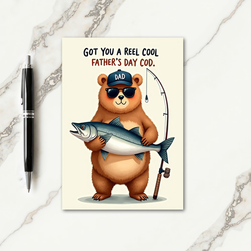 Cool Bear Fathers Day Fish Card