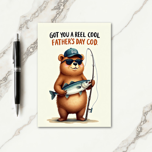 Cool Bear Fathers Day Illustration Card