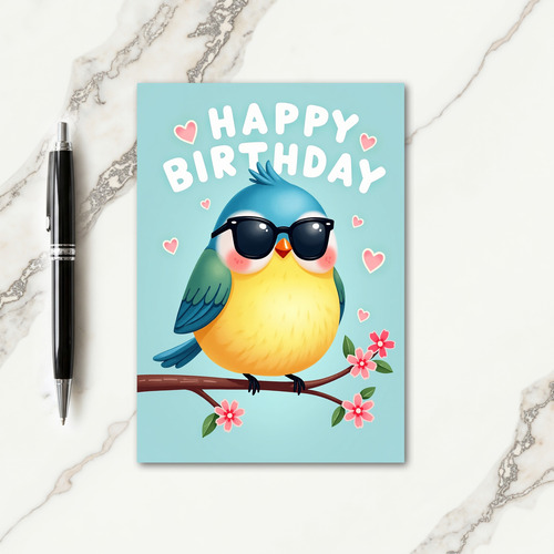 Cool Bird Birthday Card