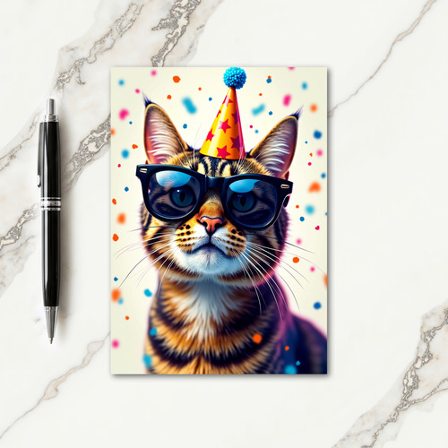 Cool Cat Birthday Party Card