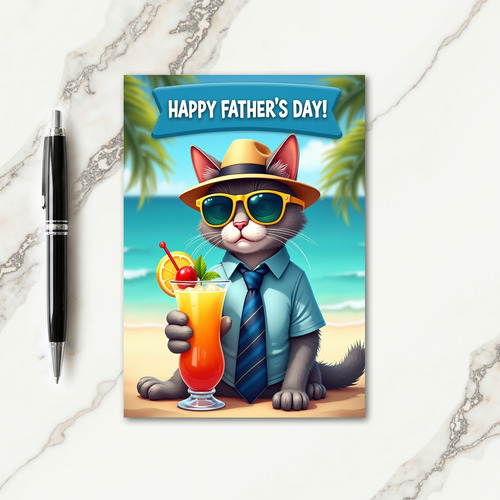 Cool Cat Fathers Day Scene Card
