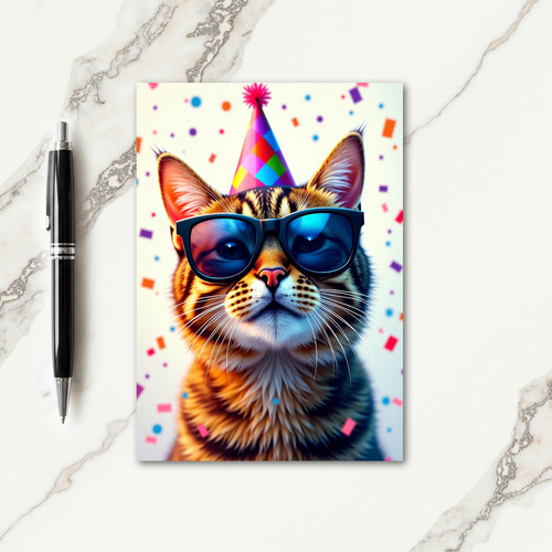 Cool Cat Shades Birthday Card