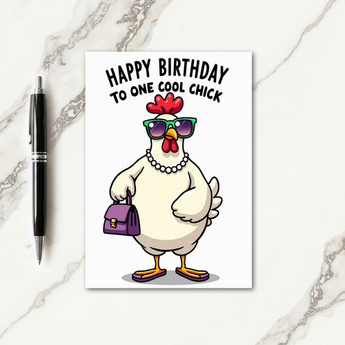 Cool Chick Birthday Art Card
