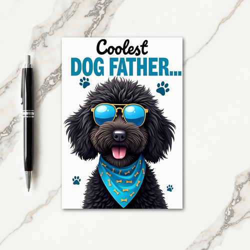 Cool Dog Father Teal Paw Prints Card