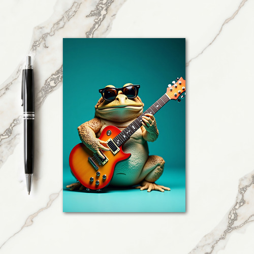Cool Frog Guitar Birthday Card