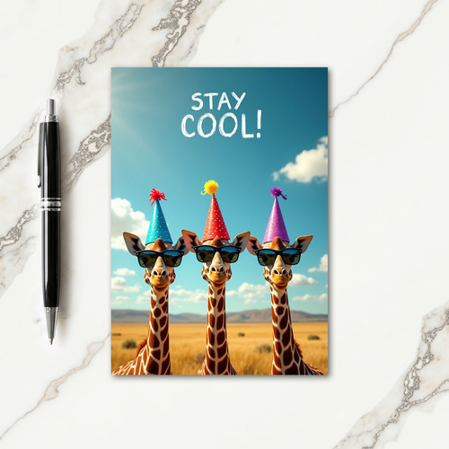 Cool Giraffe Trio Birthday Card