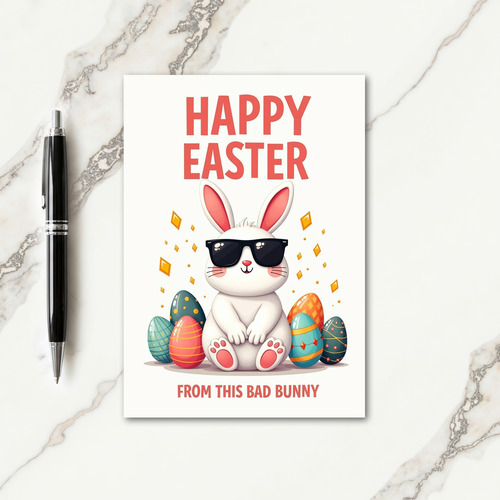 Cool Rabbit Faux Gold Foil Easter Card