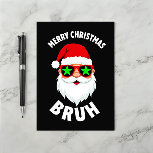 Cool Santa Claus Bruh Meme Funny Christmas Card