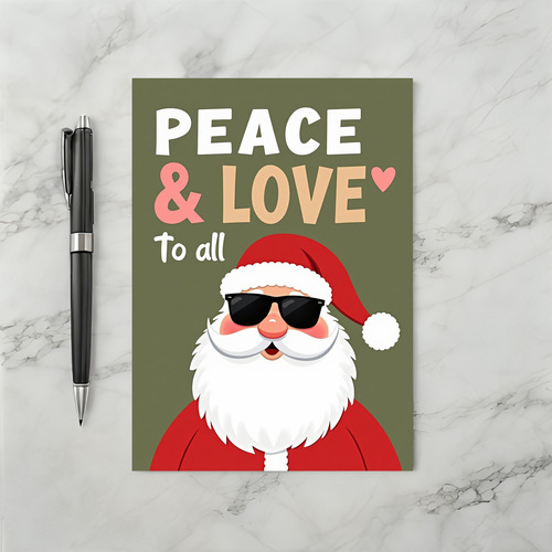 Cool Santa Peace Love Christmas Card
