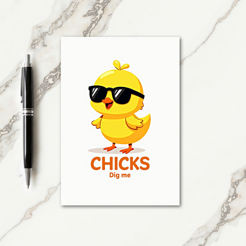 Cool Yellow Bird Chicks Message Card