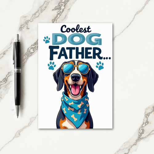 Coolest Dog Fathers Day Art Card