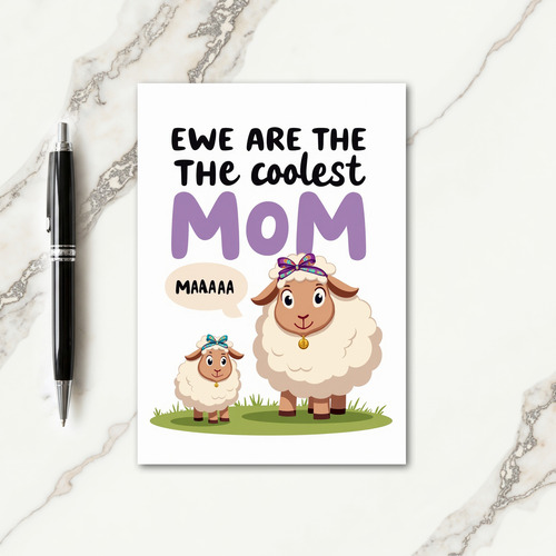 Coolest Mom Sheep Art Card