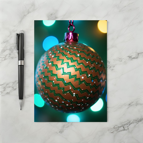 Copper Zigzag Christmas Ornament Card