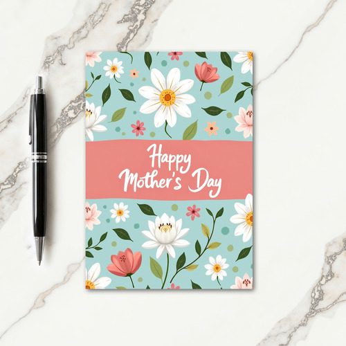 Coral And Aqua Happy Mothers Day Card