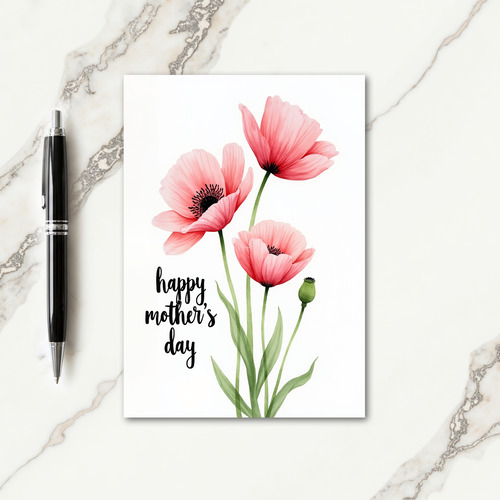 Coral And Pink Floral Card