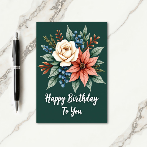 Coral Berry Birthday Card