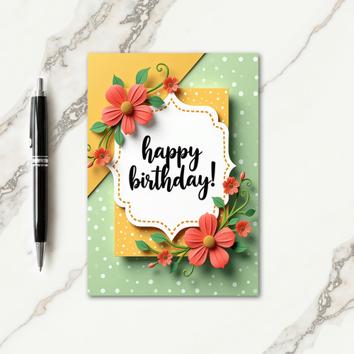 Coral Birthday Scene Card