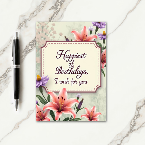 Coral Blossom Birthday Card