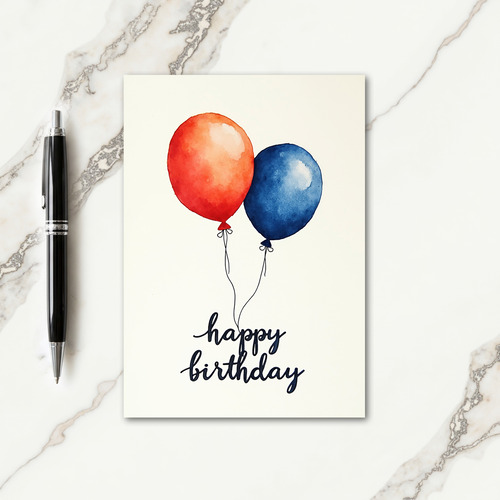 Coral Blue Birthday Art Card