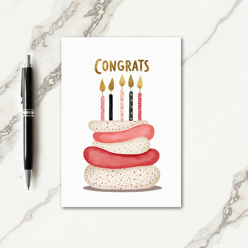 Coral Cake Birthday Card